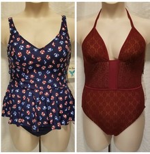 New Merona Mossimo Tankini Set  One-Piece Bathing Suit Swimsuit Size L Large