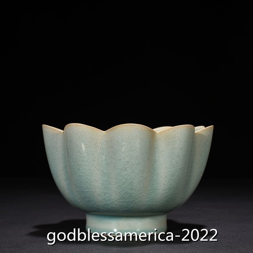 Tazón de loto esmalte azul horno Song Ru porcelana antigua china de 6,8" - Imagen 3 de 9