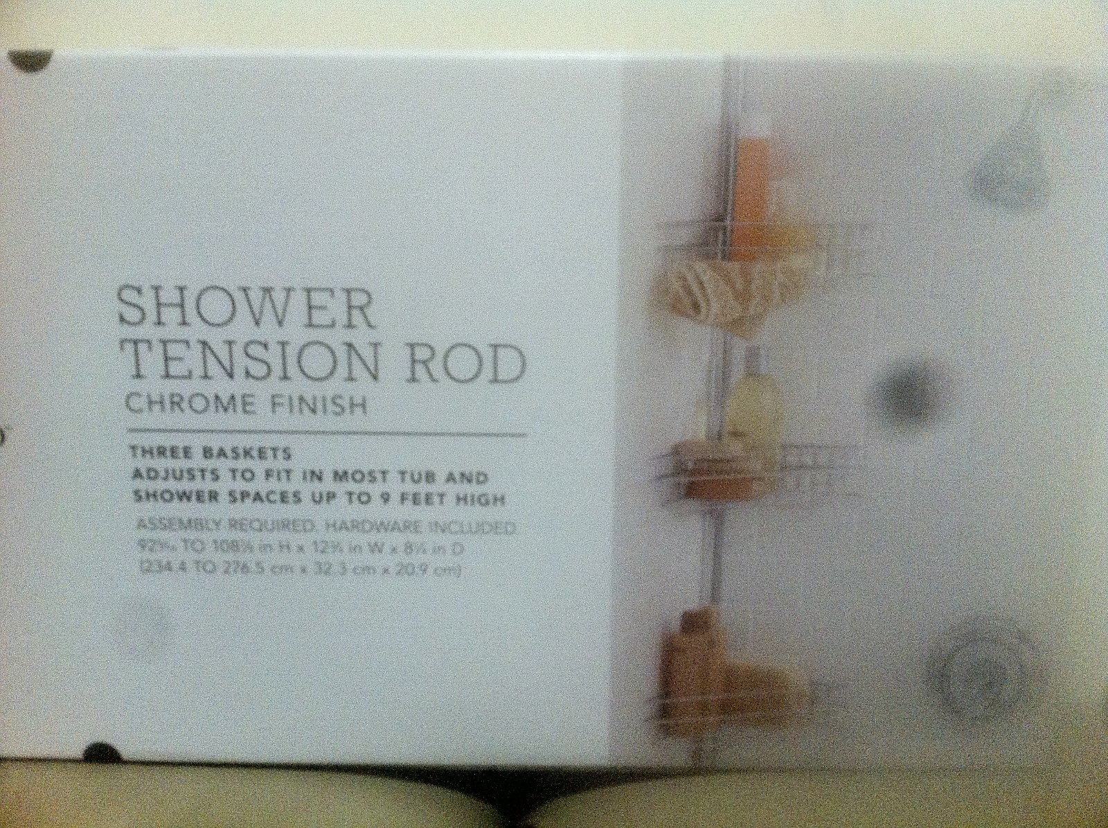 New Shower Tension Rod Adjusts Three Baskets Chrome Finish by Threshold