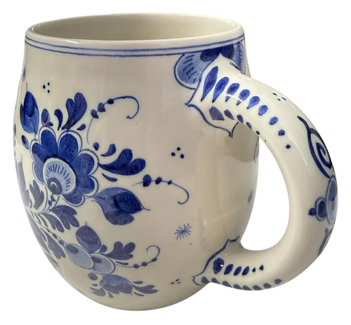 Hand-Painted Delft Blue Mug 24 oz Pottery Signed Numbered Made in Holland RARE