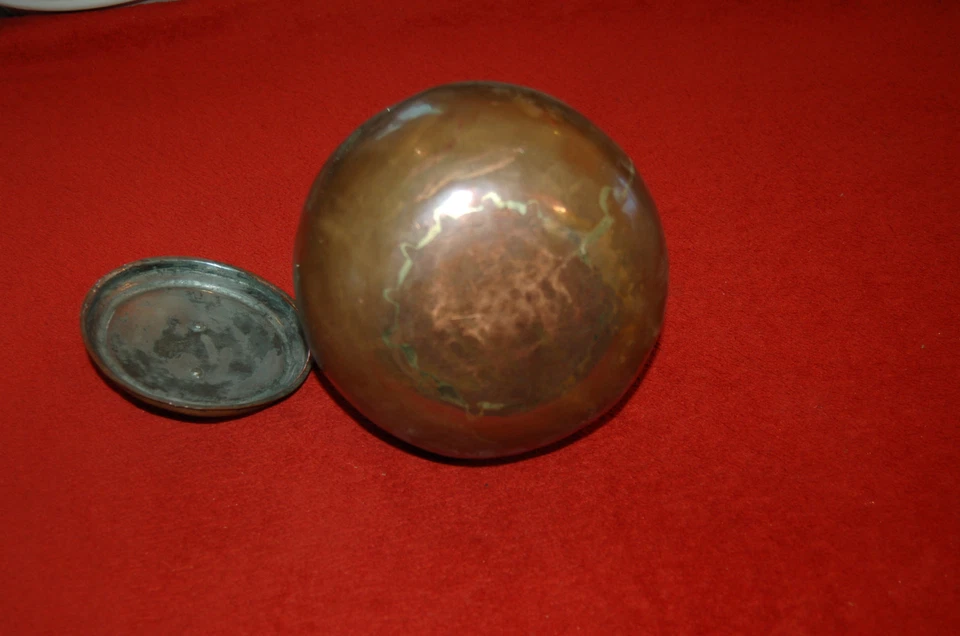 Ancien seau pot en cuivre avec couvercle et anse  -  17 cm - Photo 4/4