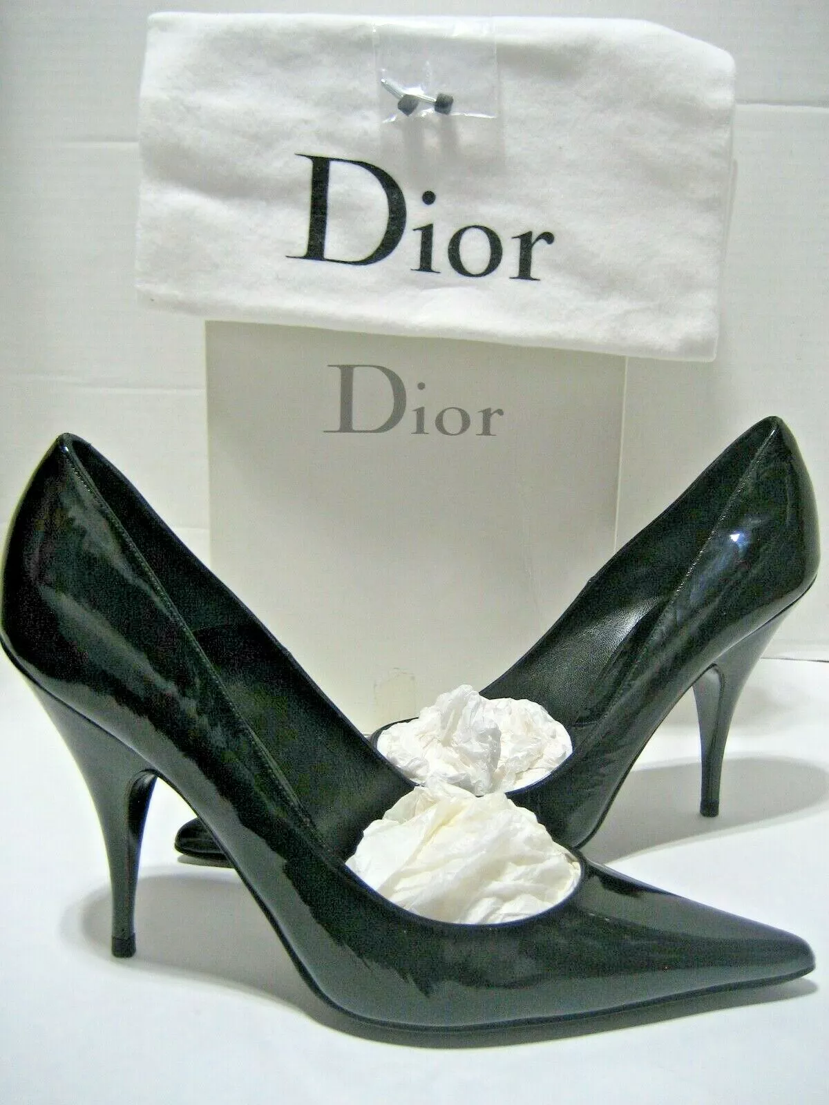 NEUF Escarpins à talons hauts pour femmes Dior US 9 EU 39,5 noir cuir verni