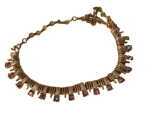 Costume Jewelry Necklace Gold and Burgundy