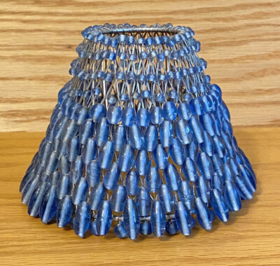 ~STUNNING~ BLUE Home Decorative Art Wire & Bead Metal Table Lamp Shade 4 Availab