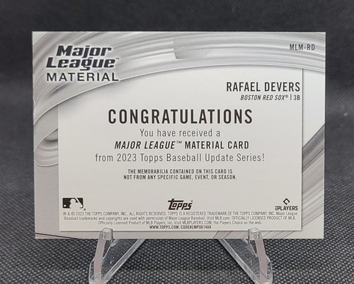 2023 Topps Update Series Rafael Devers Major League Material - Game Used Patch - Picture 2 of 2