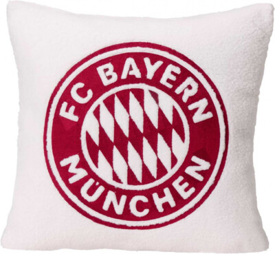 FC Bayern München Kissen - Logo - weiß | Sherpa | 45 x 45 cm | Dekokissen FCB