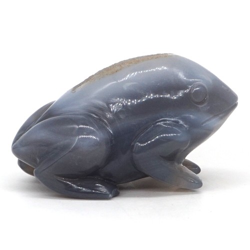 Figura artesanal de 2,7" de rana piedra preciosa natural gris ágata geoda cristal tallada animal - Imagen 2 de 5