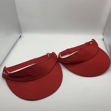 (2) Vintage Subway Employee Visor Hat Cap Red