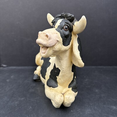 Vintage 90s Pete Apsit Happy Holstein Dairy Milk Cow Large