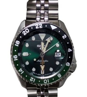 Seiko 5 GMT Black Green 5 Sports SKX 4R34-00A0 Working