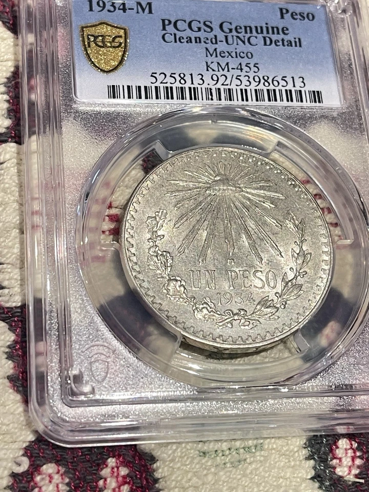 1934 M Mexico Silver Un Peso 🌟PCGS Gold Shield 💎💎UNC DETAILS💎💎 - Image 2 of 4