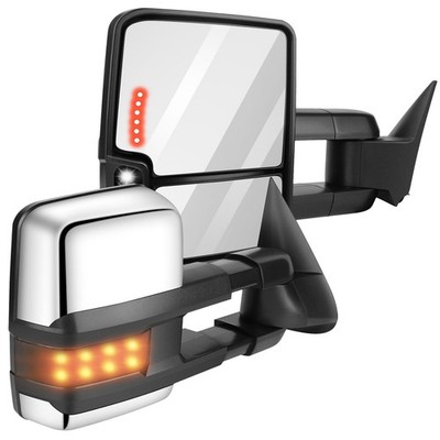 Chrome Towing Mirrors For 88-98 Silverado Sierra 1500-3500 Power Adj LED Signal