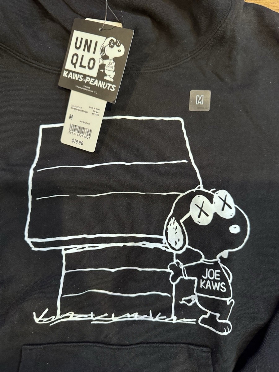 UNIQLO x KAWS x Peanuts Snoopy Hoodie Black Size M NWT Joe Cool