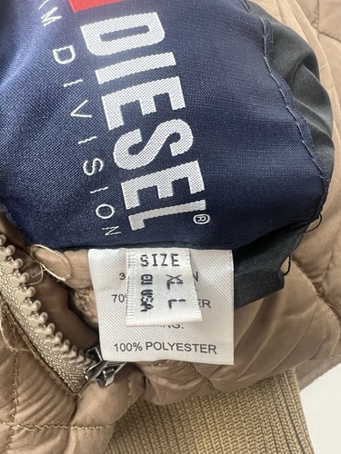 Diesel Only The Brave Tan Quilted Reversible Full Zip Hood Puffer Vest Women XL - Picture 16 of 19