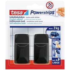 tesa 58279-00000-20 Black Hooks L Wide Angle Powerstrips Adhesive Hook L