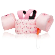 Kids Swim Vest Pink Baby Whale Floatation Device 20-50 Lbs Safe And Fun