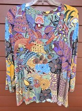 Johnny Was Madison The Janie Favorite L Swing V-neck 3/4 sleeve VGC