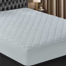 Quilted Fitted Mattress Pad, Queen Size, Elastic Fitted Mattress Topper Prote...
