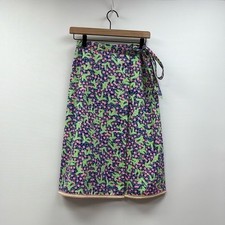 Vintage 1960s Lilly Pulitzer Floral Wrap A-Line Midi Skirt Preppy Blue Small