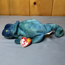 TY Beanie Baby - RAINBOW the Chameleon (dark blue) (9 inch)