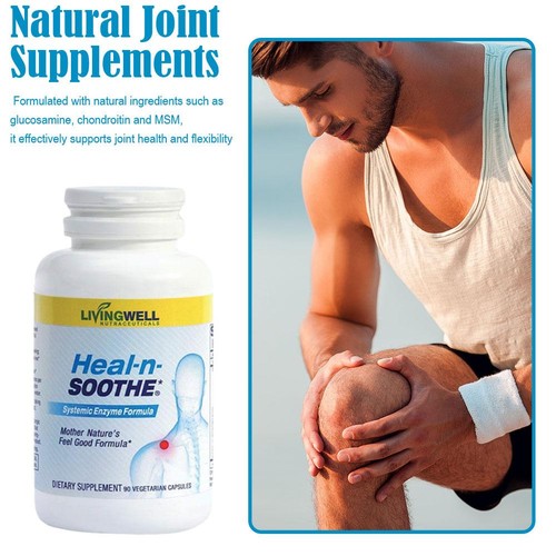 1-3X HEAL-N-SOOTHE ProteolyticEnzymes - NaturalJoint Support Supplement( 90 ct ) - Picture 4 of 11