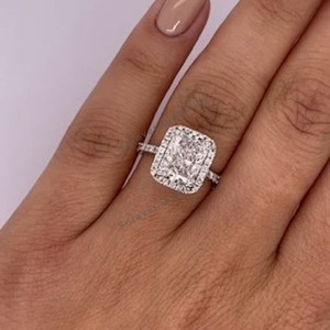 Radiant Diamond Ring E F VVS 18k White Gold 3.75 Ct IGI Lab Created  Engagement 