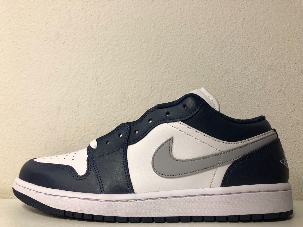Nike Air Jordan 1 Low White Wolf Grey Midnight Navy 553558-141