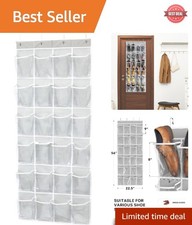 24-Pocket Grey Over-The-Door Hanging Shoe Organizer for Stylish Clutter Control