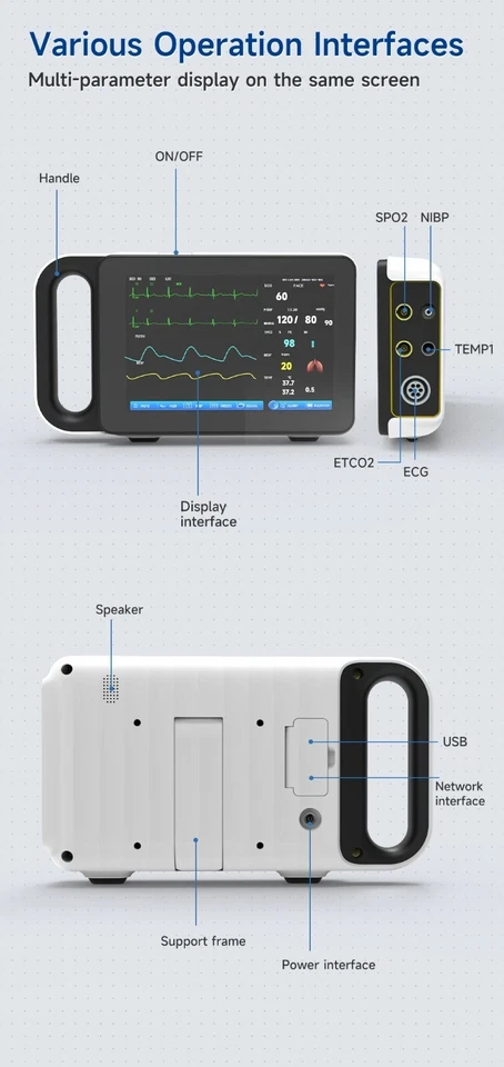 7 Inch Touch Screen Portable Multi-parameter Medical Patient Monitor - Image 3 of 4