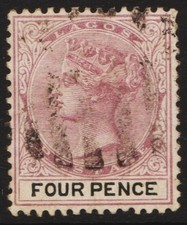 Lagos Nigeria 1887 - SG 33, 4d, dull mauve & black  - QV - VFU