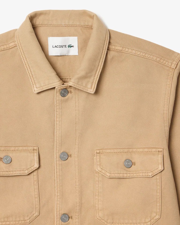 Lacoste Men's Oversized Beige Denim Overshirt Size Medium thumbnail 5