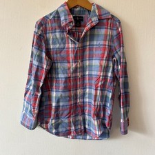 Ralph Lauren Long Sleeve Button Down Shirt Boys Small 8 Blue Plaid Collared Prep