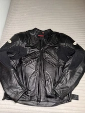 FIRST RACING LEATHER Armor MOTORCYCLE JACKET THINSULATE BLACK SZ L