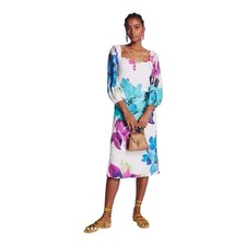 Maeve by Anthropologie Floral Midi Dress Size 10 Open Back Puff Sleeve NWT