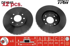 X2 PCS FRONT BRAKE DISC ROTOS X2 PCS SET DF4345 TRW I