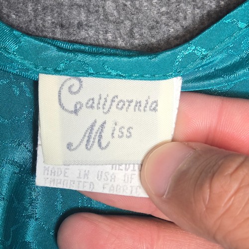 VTG California Miss Nightdress Women's Size M Teal Green Floral Lingerie 90s - Picture 3 of 9