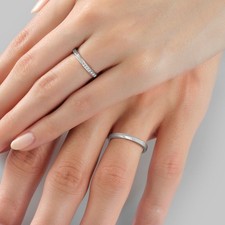 Anello in oro bianco coppia fede nuziale vero diamante tondo 0,15 carati 18...