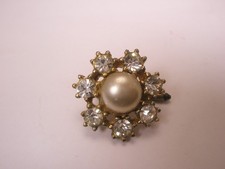 SINGLES 1 7/8" Rhinestone Flower Vintage LARGE Formal Tux Prom Shirt Stud i08