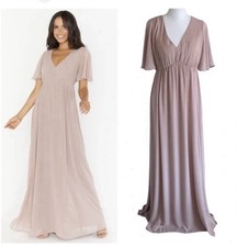 Show Me Your MuMu Emily Empire Maxi Dress Neutral Mauve Chiffon Pink Size XL