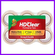 Duck HD Clear Heavy Duty Packing Tape Refill, 6 Rolls, 1.88 Inch x 54.6 Yard