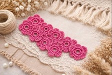 10 Small Crocheted Flowers, Sewing Appliques, Textile Ephemera