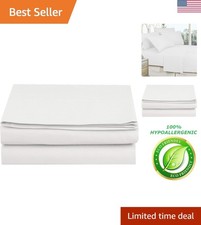 Hotel Quality Microfiber Flat Sheet - Queen Size, White, Stain-Resistant
