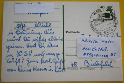 Ganzsache. Postkarte DBP MI: P95 Befördert Wiehl/Bielefeld am 3.2.1977 (11.505)