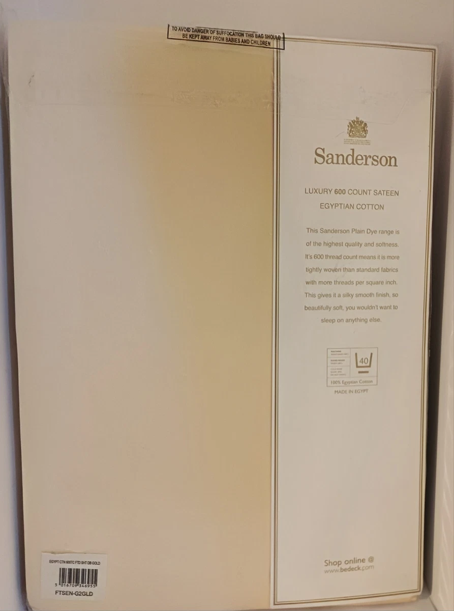 New Sanderson Double Fitted Sheet Cotton 600TC Sateen Egyptian Cotton Depth 34cm