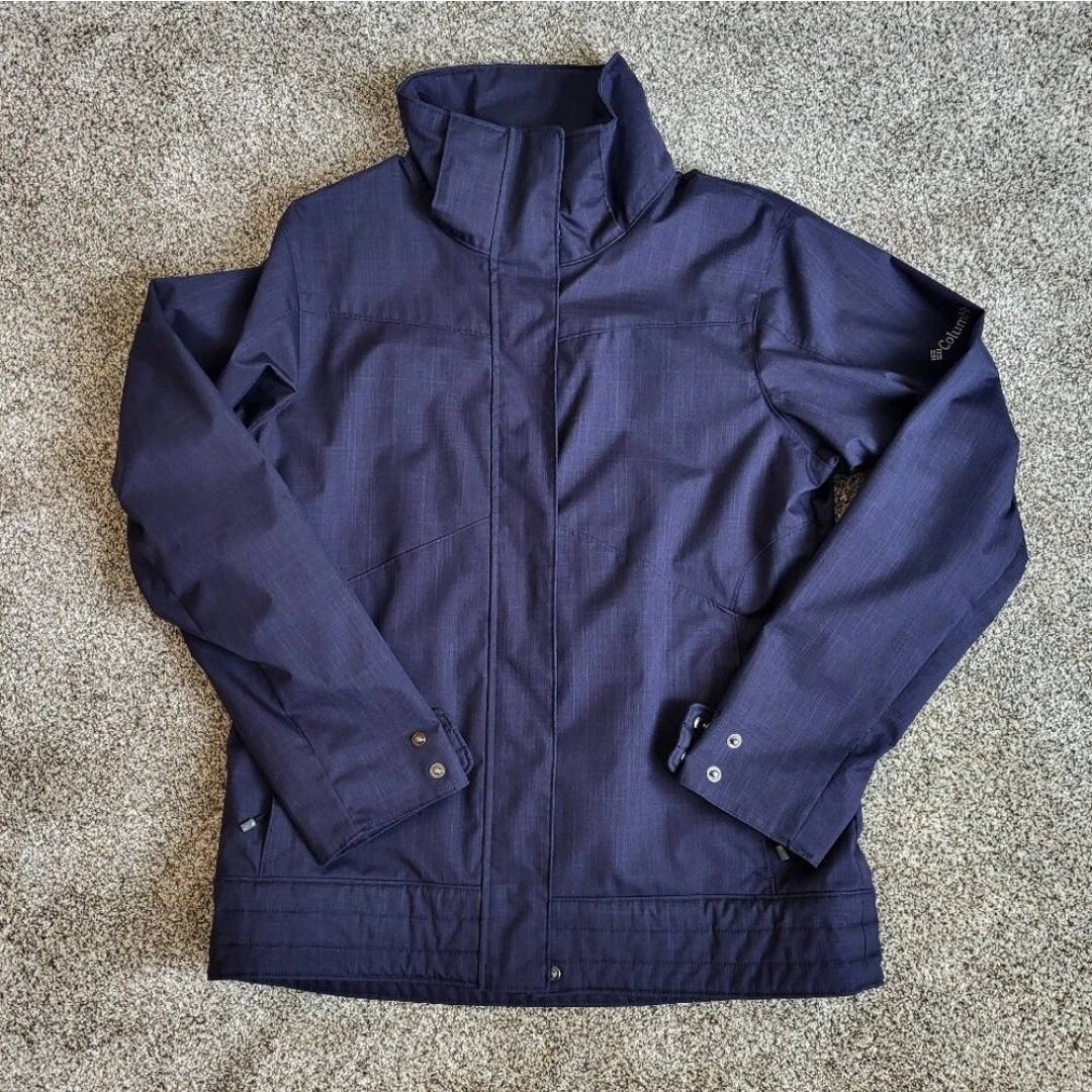 Columbia Unisex Medium Navy Blue Rain Or Winter Jacket EUC No Callouts