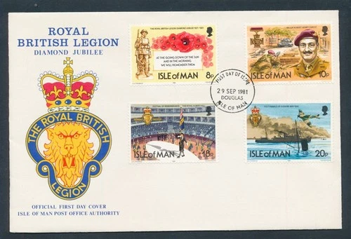 D487443 Isle of Man FDC Royal British Legion Diamond Jubilee 1981