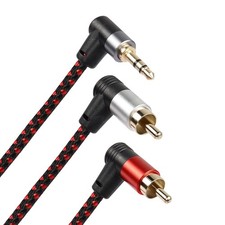 RIIEYOCA 90 Degree Right Angle 3.5mm to 2 RCA Cable 6FT,2RCA Black red,2m 