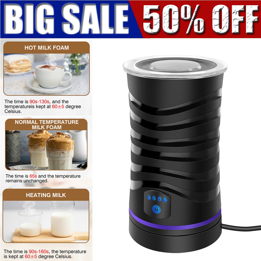 Milk Frother Electric 4 in 1 - Automatic Milk Frothers 600ml Large Capacity Milk