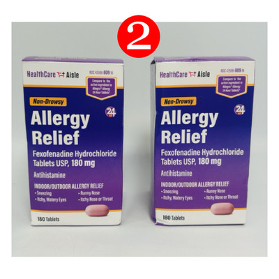 HealthCareAisle Allergy Relief Non-Drowsy 180 Tablets x 2 - *EXP 02/2027*