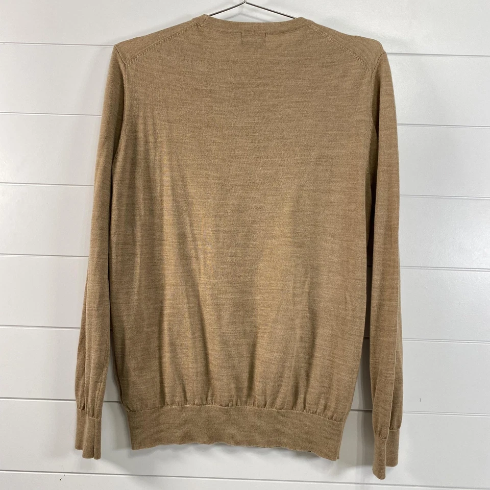H&M Sweater Mens Large Tan Merino Wool Blend Crewneck Lightweight Pullover - Image 4 of 4